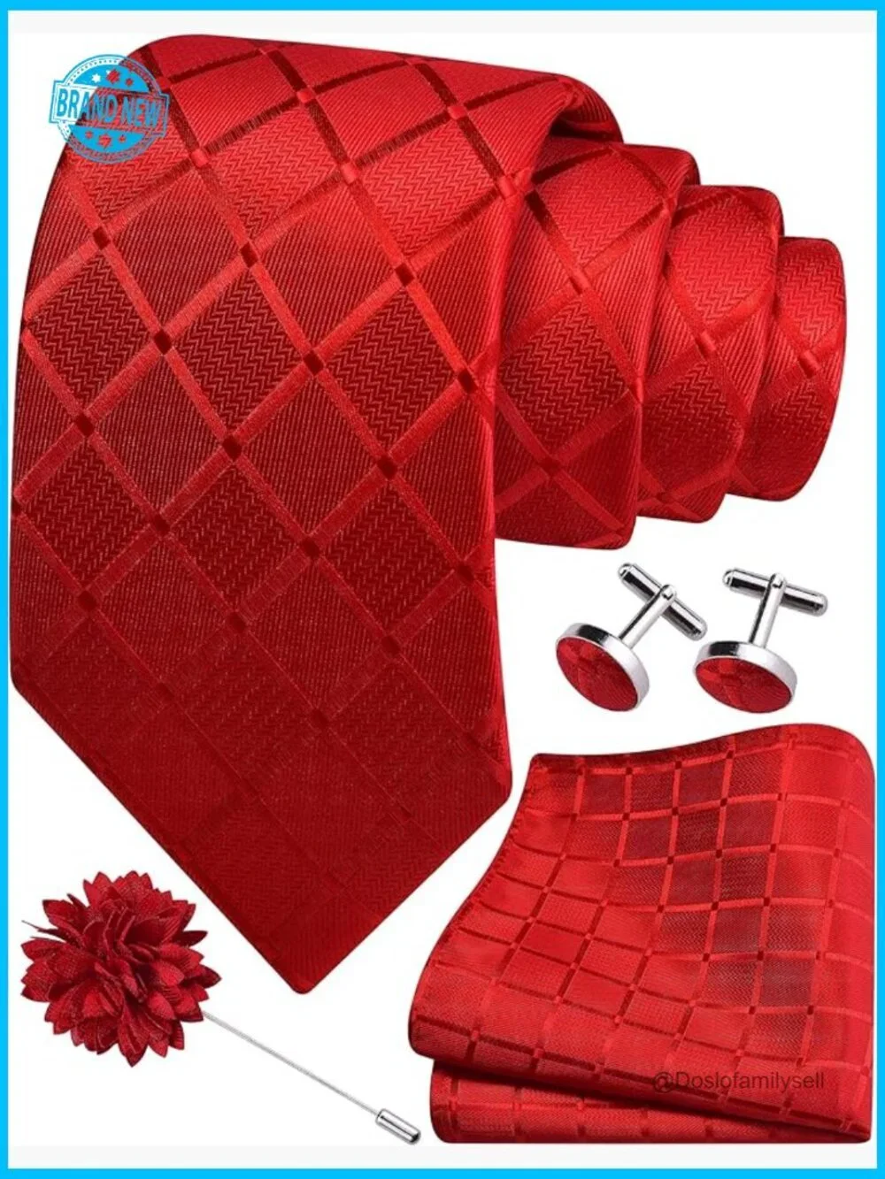 Classic Formal Tie Set with Cufflinks and Lapel Pin Elegant Men's Accessories